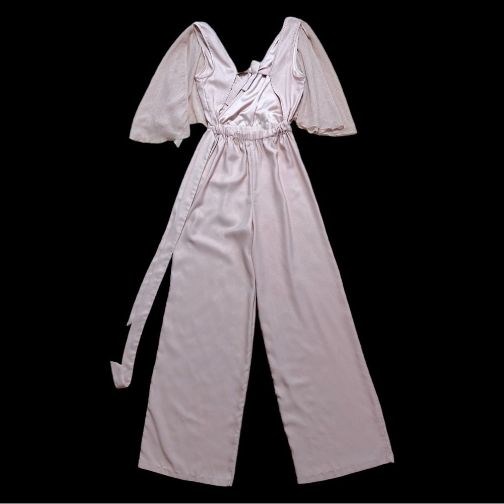 Zara Basic Blush Short Flutter Sleeve Jumpsuit US S - Picture 6 of 8